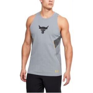 Under Armour Project Rock HeatGear Tank Top Gray Bull Logo Men’s Large